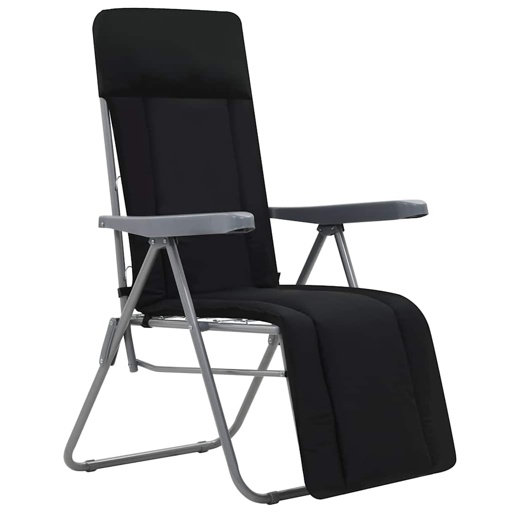 Klappstühle mit Kissen, 2 Stück, schwarz