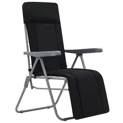 Klappstühle mit Kissen, 2 Stück, schwarz
