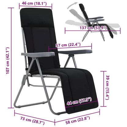 Klappstühle mit Kissen, 2 Stück, schwarz