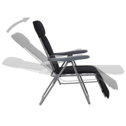 Klappstühle mit Kissen, 2 Stück, schwarz