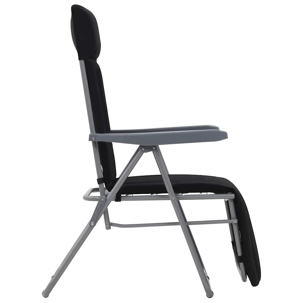 Klappstühle mit Kissen, 2 Stück, schwarz