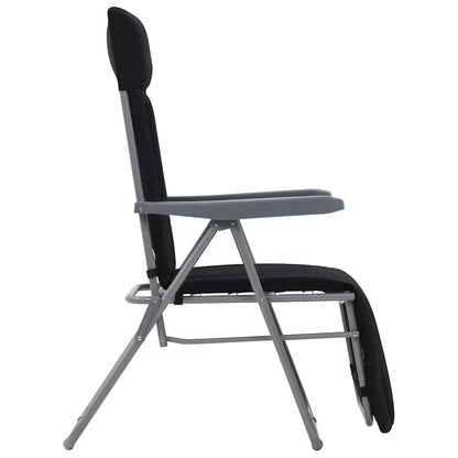 Klappstühle mit Kissen, 2 Stück, schwarz