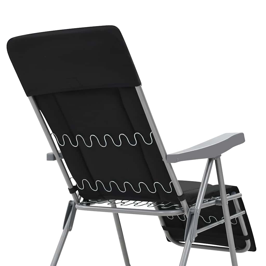 Klappstühle mit Kissen, 2 Stück, schwarz