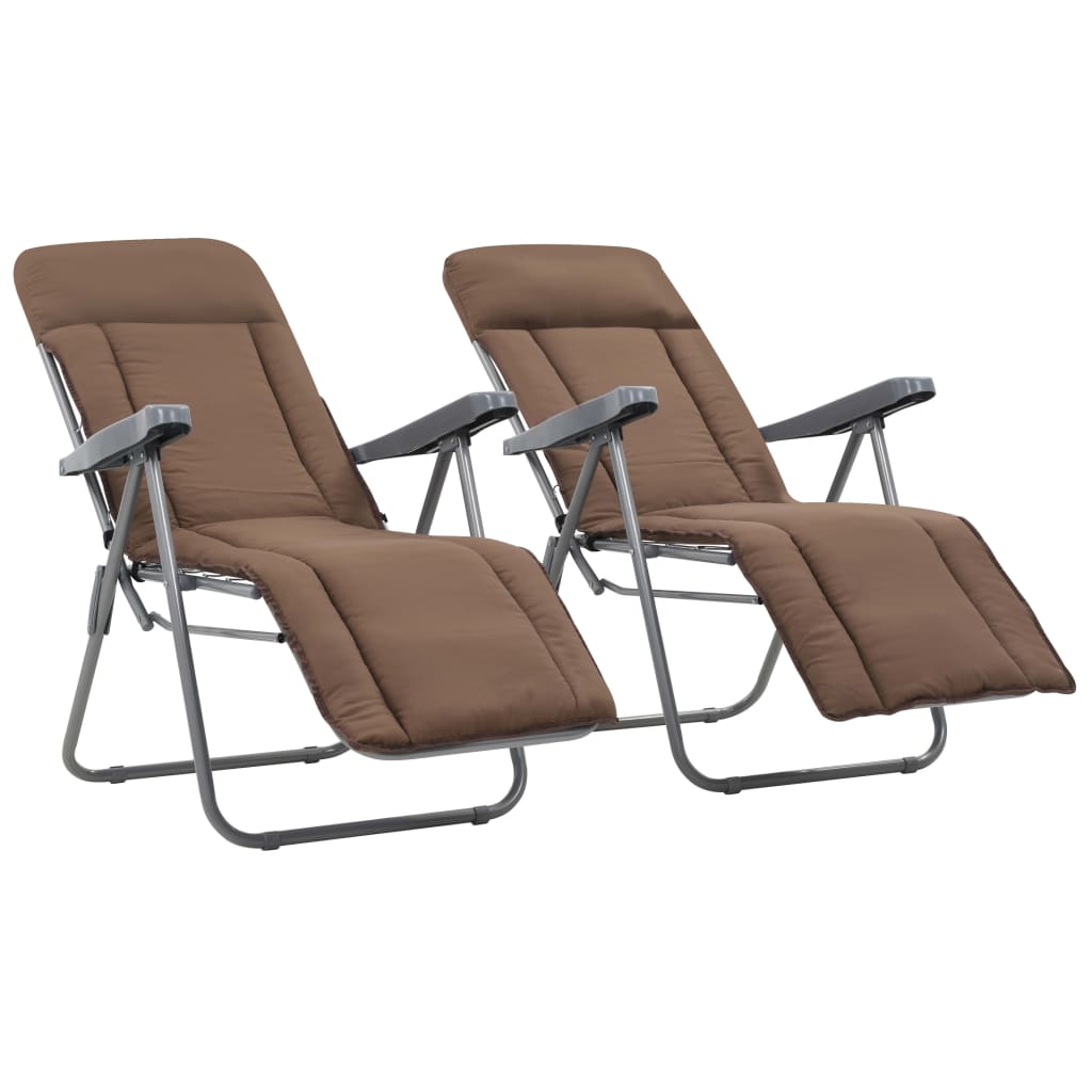 Klappstühle mit Kissen, 2 Stück, braun