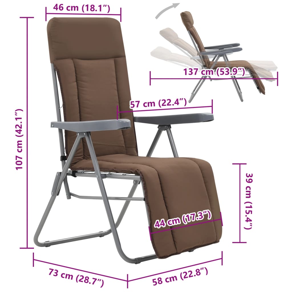 Klappstühle mit Kissen, 2 Stück, braun