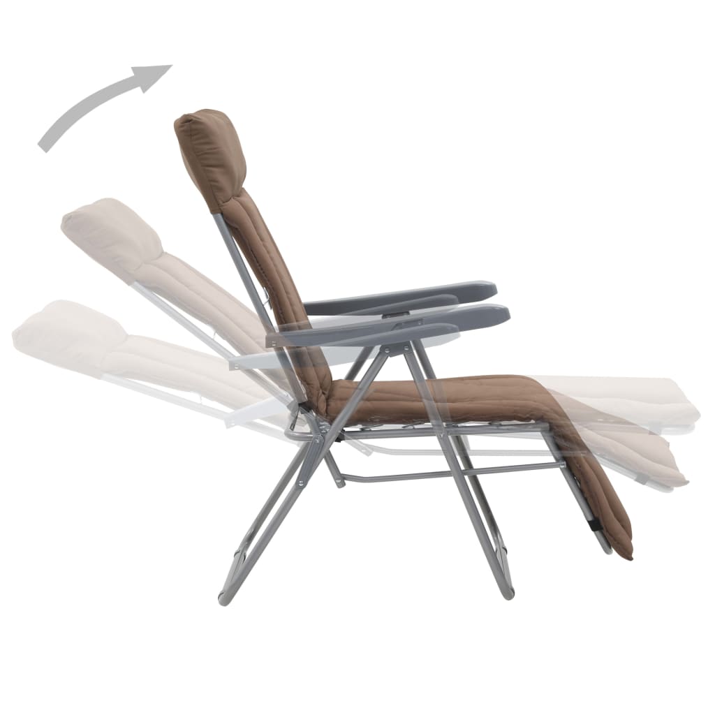 Klappstühle mit Kissen, 2 Stück, braun