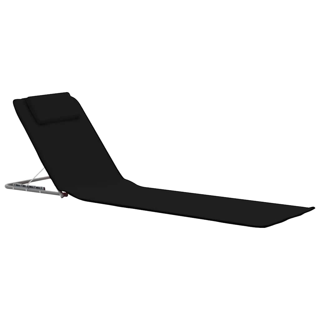 Klappbare Strandmatte 2 Stk. Stahl und Stoff Schwarz