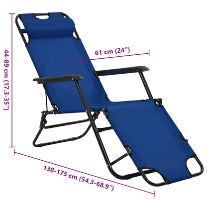 Klappbare Sonnenliegen 2 Stk. mit Fußablage Blau