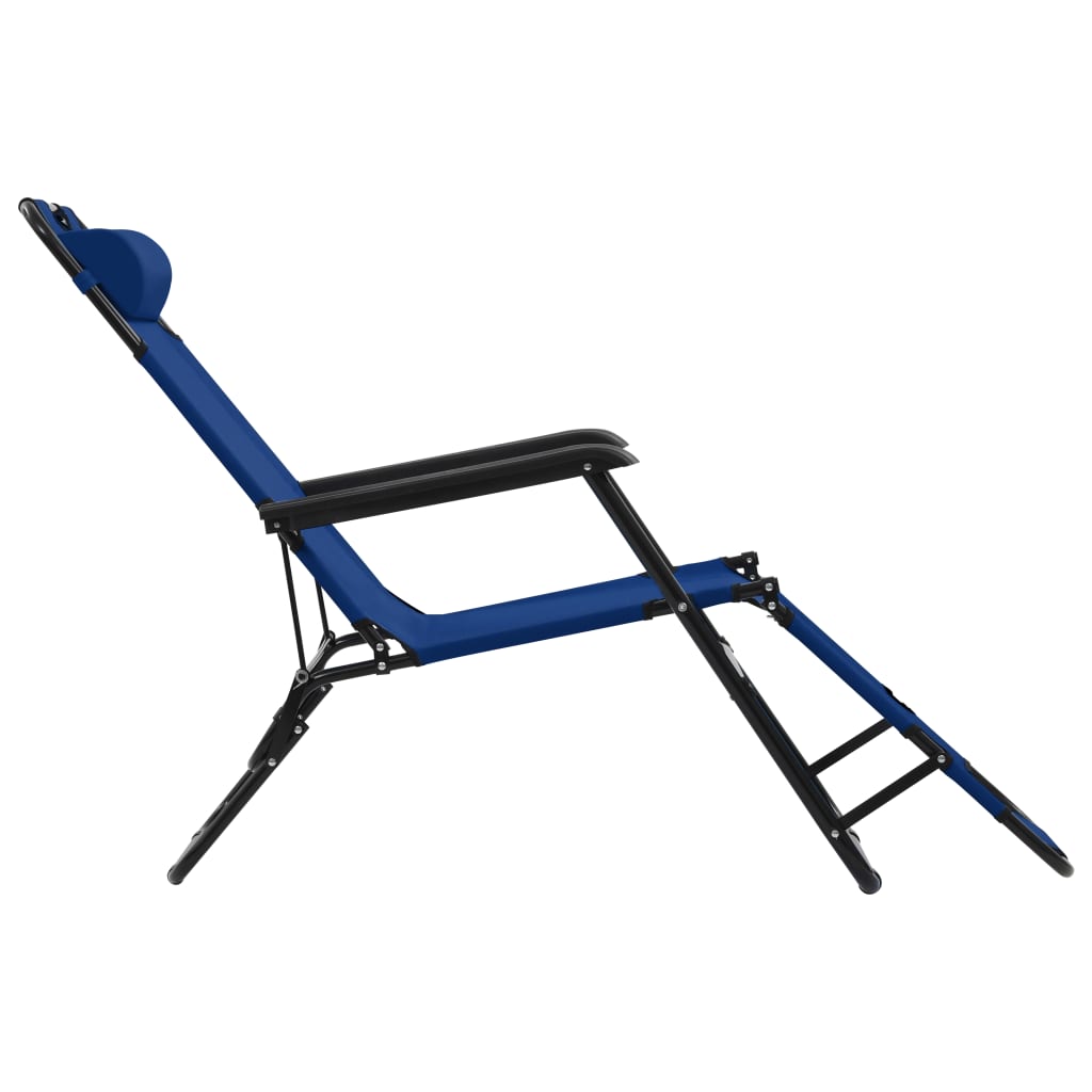 Chaises longues pliantes 2 pièces avec repose-pieds bleu