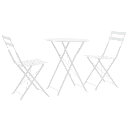 3-tlg. Bistro-Set Stahl Weiß