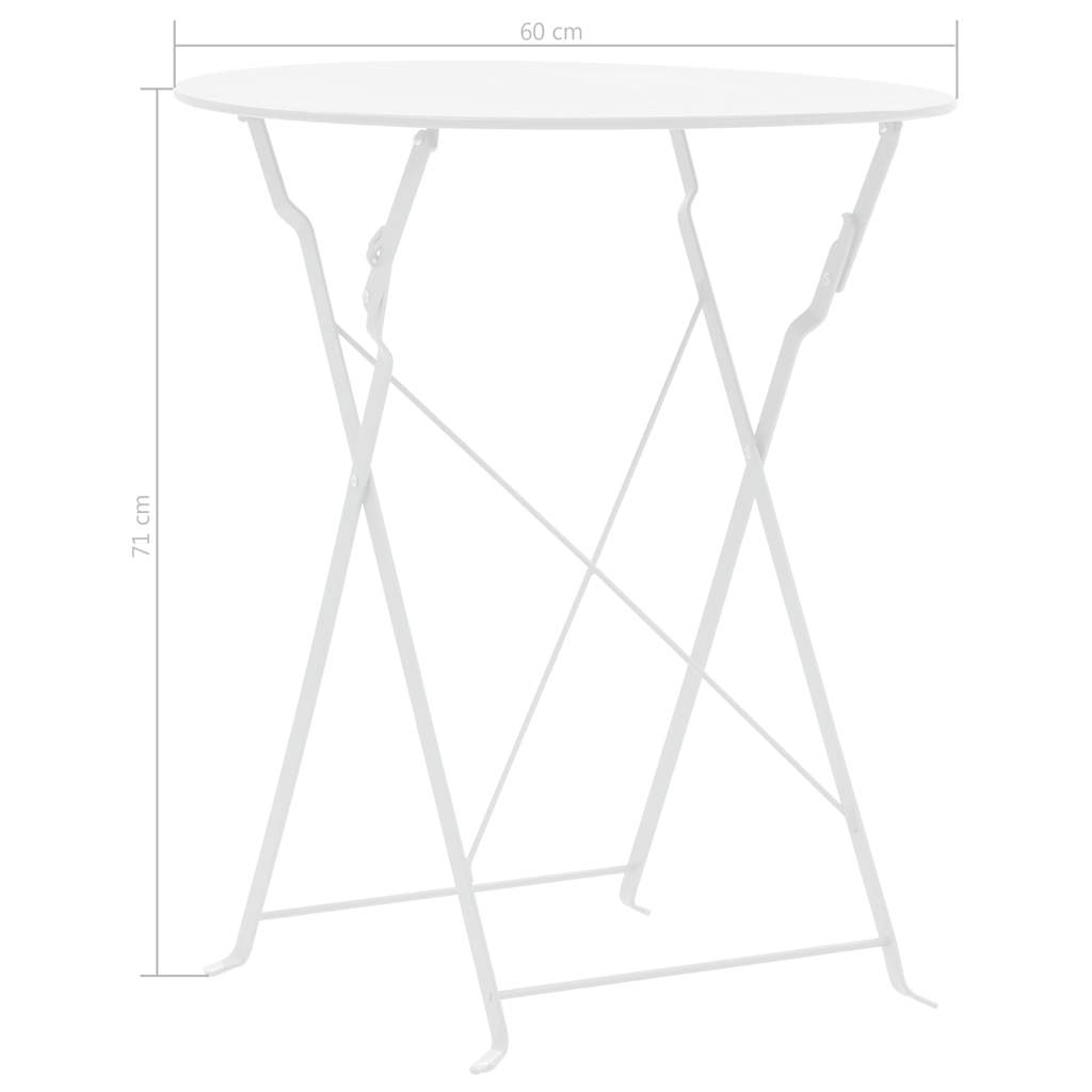 3-tlg. Bistro-Set Stahl Weiß