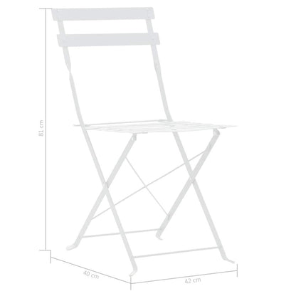 3-tlg. Bistro-Set Stahl Weiß