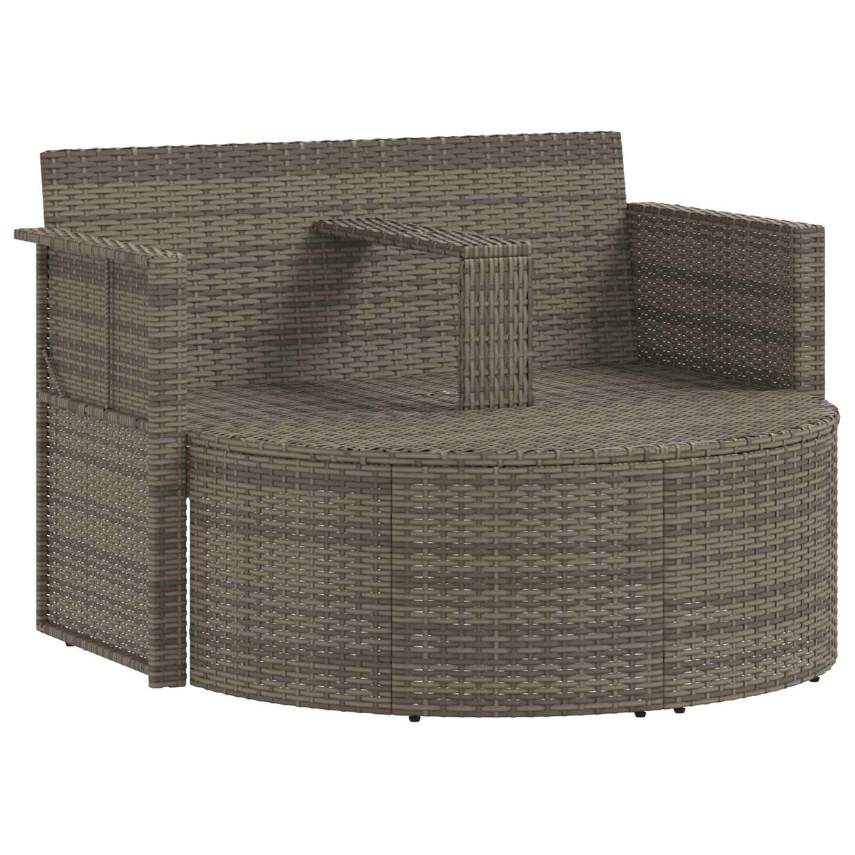 Gartenbett mit Sonnenschirm Grau Poly Rattan