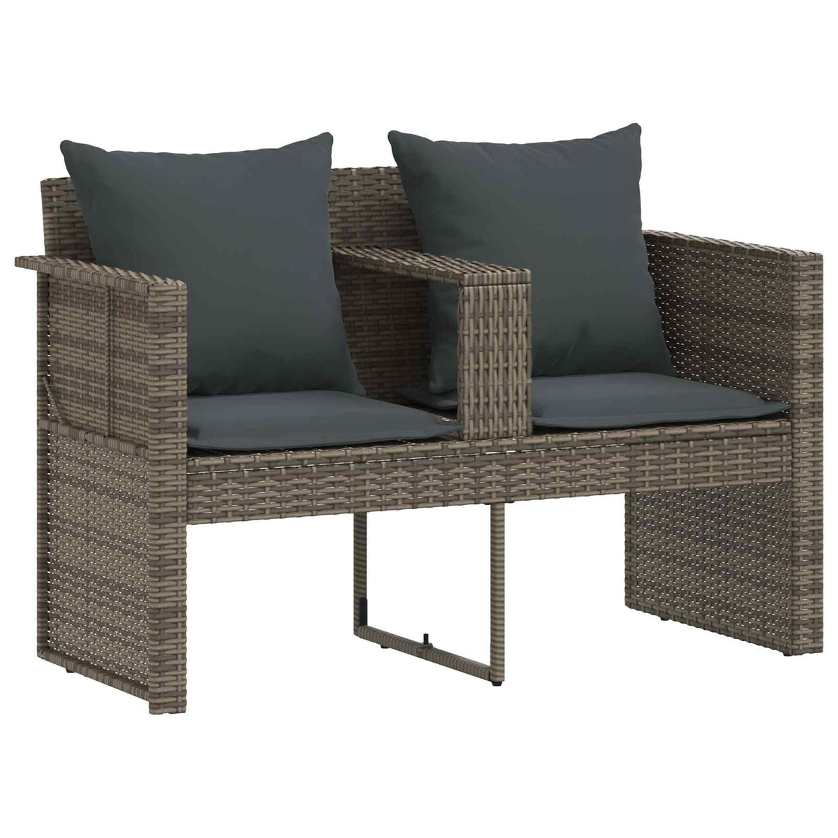 Gartenbett mit Sonnenschirm Grau Poly Rattan