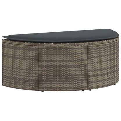 Gartenbett mit Sonnenschirm Grau Poly Rattan