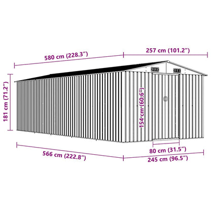 Gerätehaus 257x580x181 cm Metall Grün