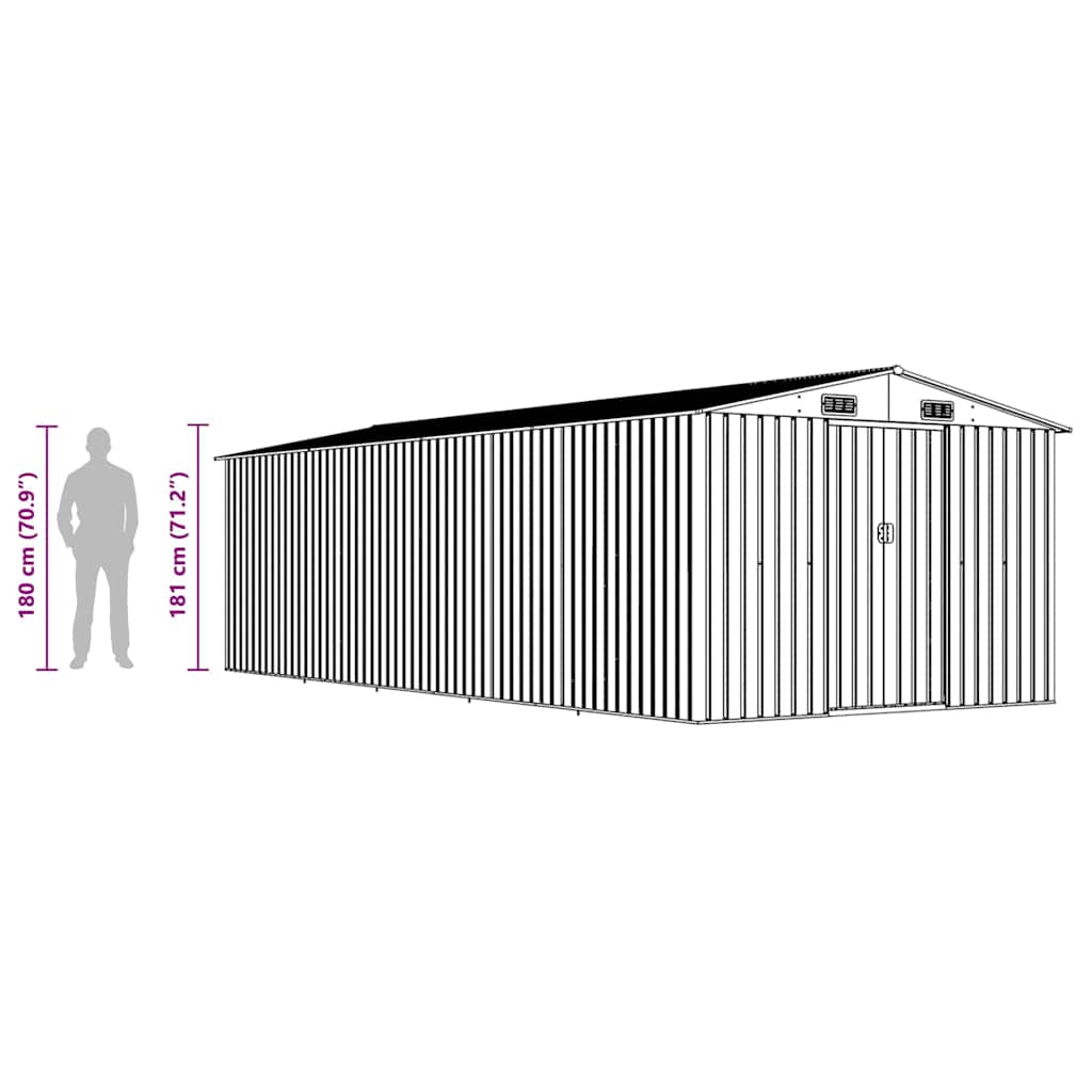 Gerätehaus 257x580x181 cm Metall Grau