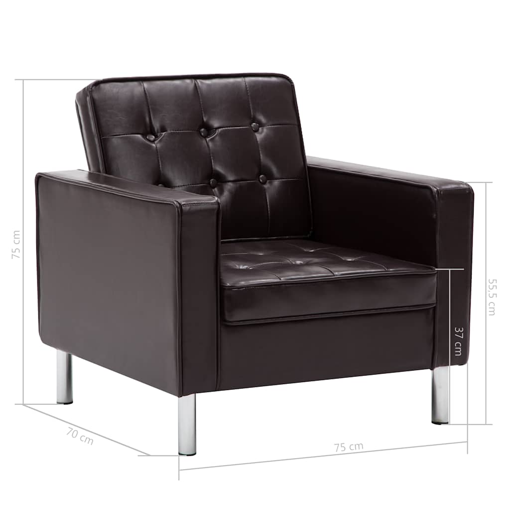 Sessel Braun 75x70x75 cm Kunstleder
