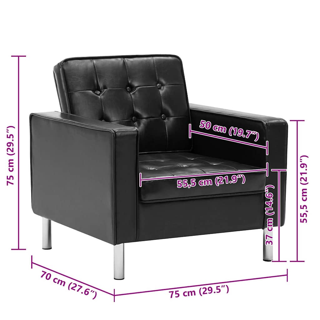 Sessel Schwarz 75x70x75 cm Kunstleder