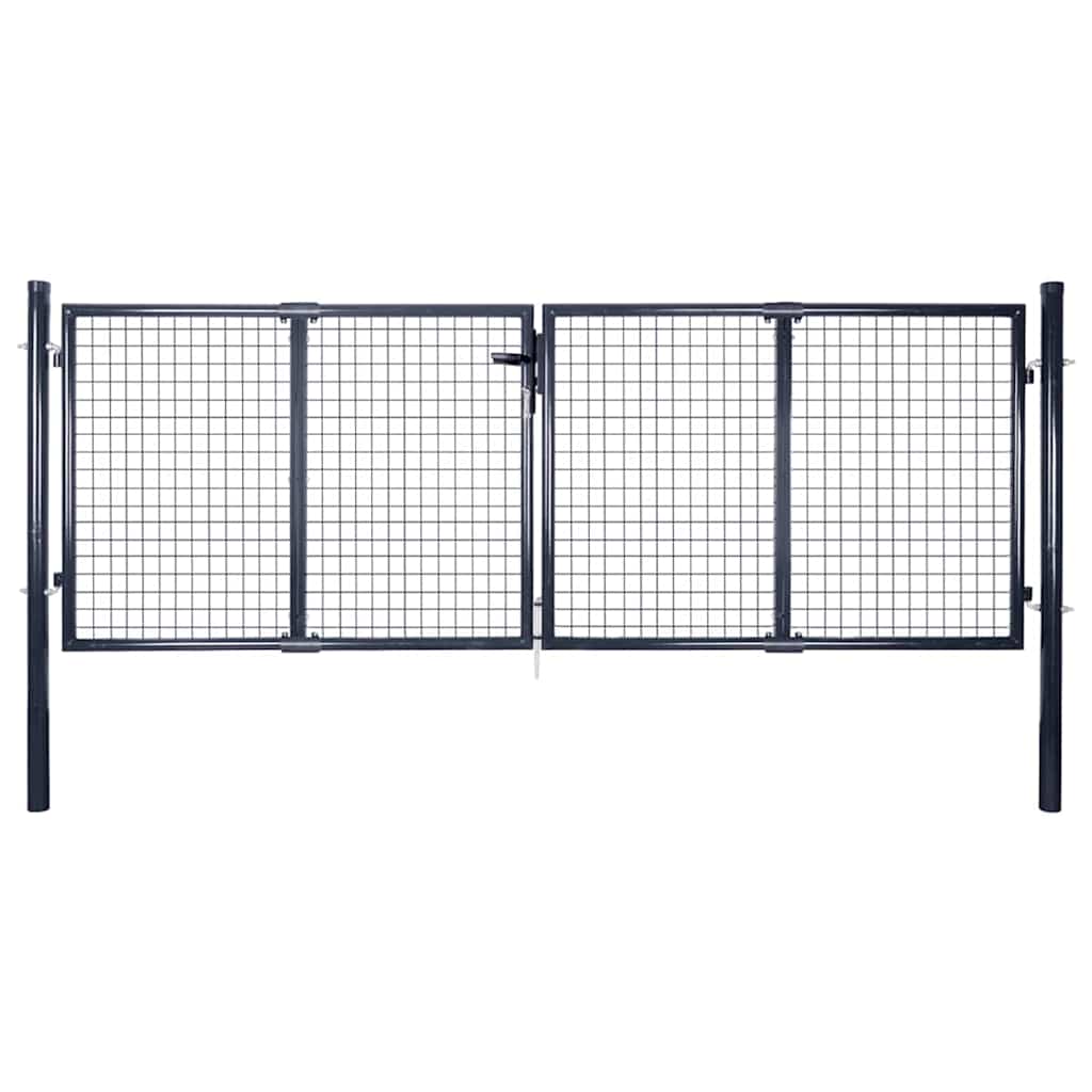 Maschen-Gartentor verzinkter Stahl 300 x 100 cm Grau