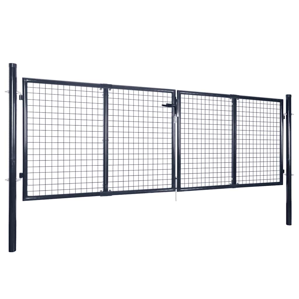 Maschen-Gartentor verzinkter Stahl 300 x 100 cm Grau