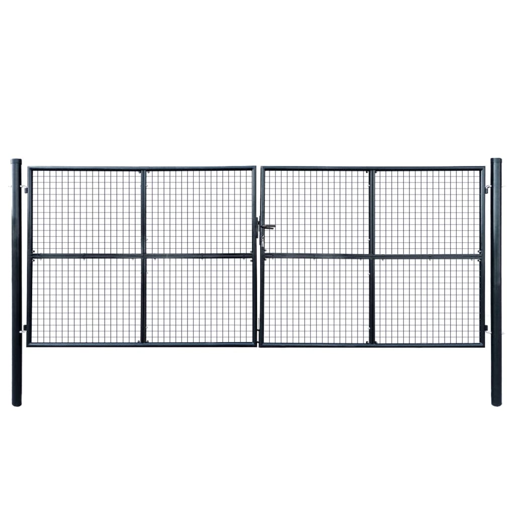 Maschen-Gartentor verzinkter Stahl 400 x 150 cm Grau