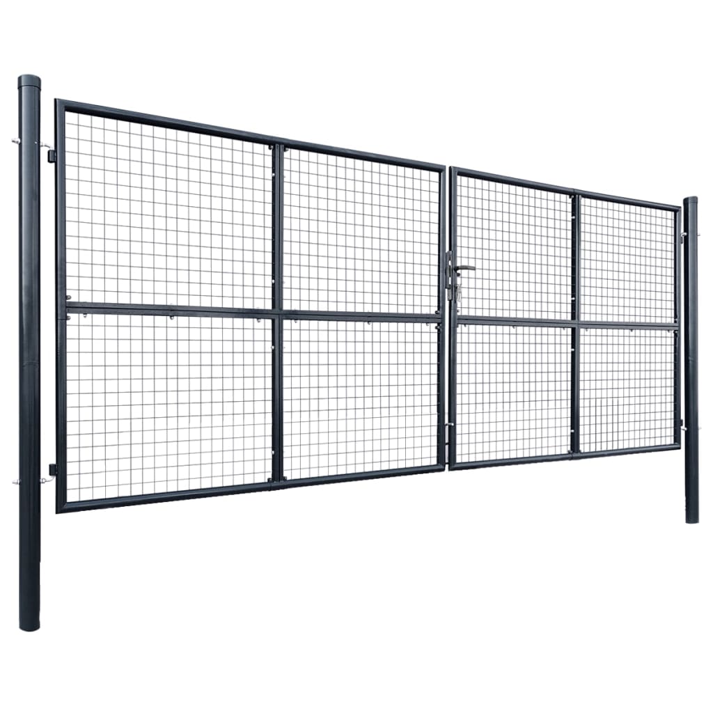 Maschen-Gartentor verzinkter Stahl 400 x 150 cm Grau