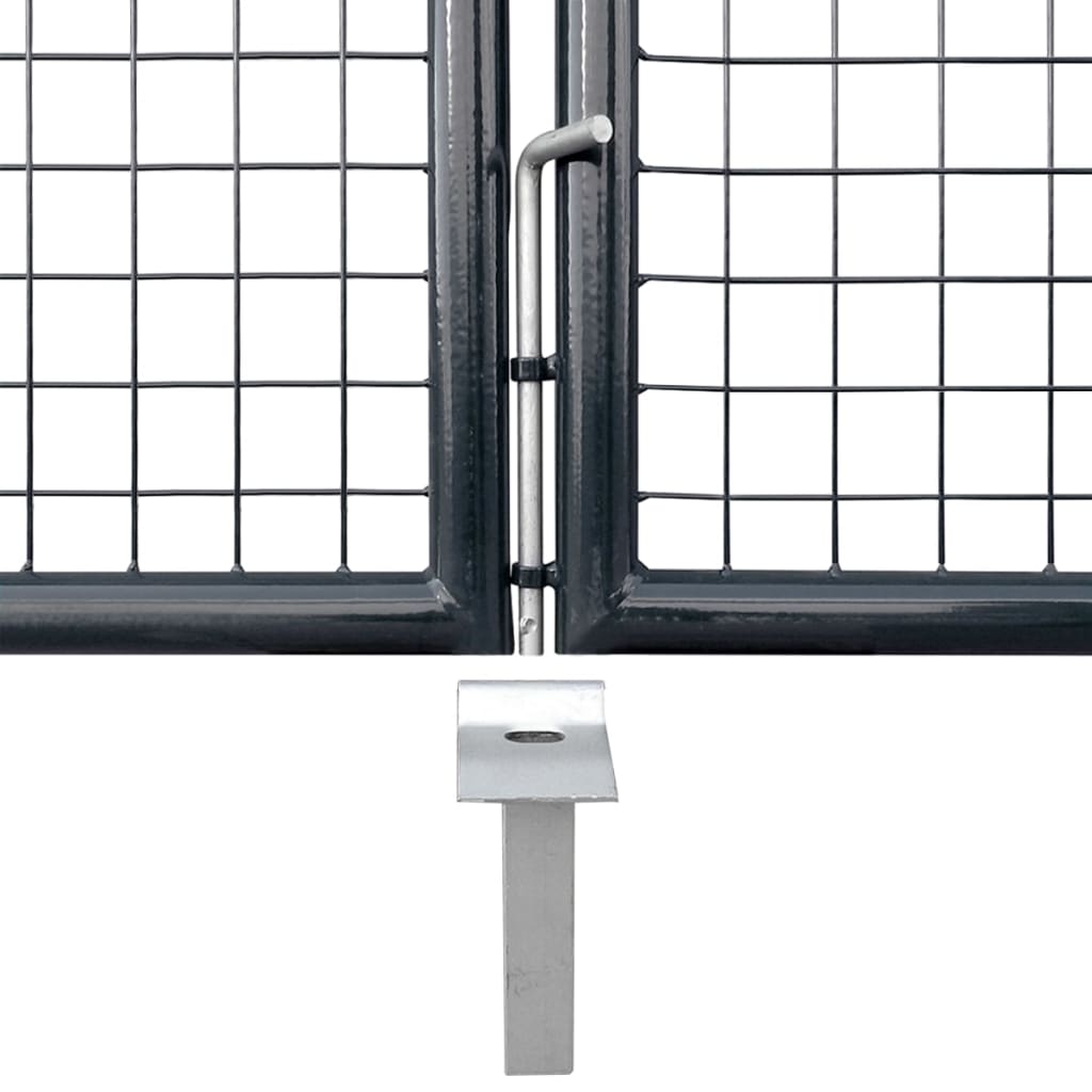 Maschen-Gartentor verzinkter Stahl 400 x 150 cm Grau