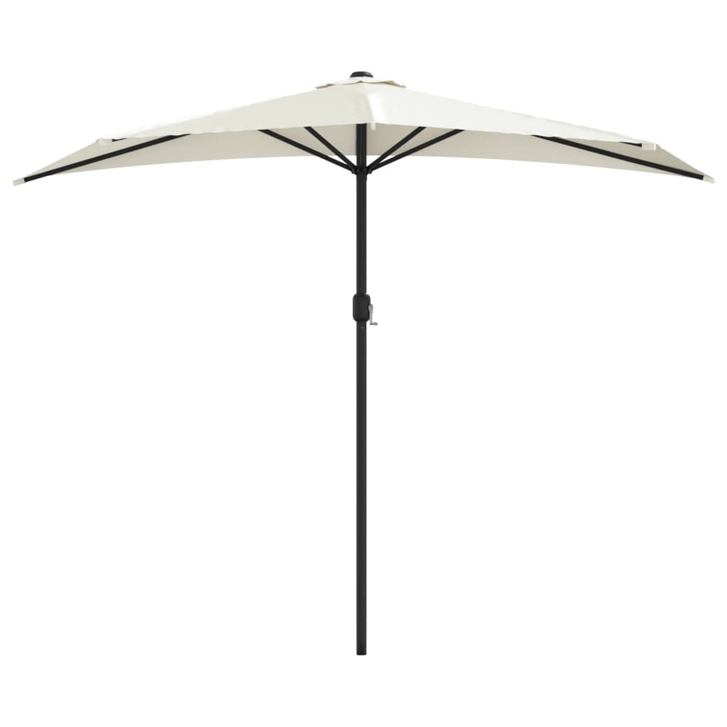 Parasol de balcon avec mât en aluminium couleur sable 270x144 cm semi-circulaire