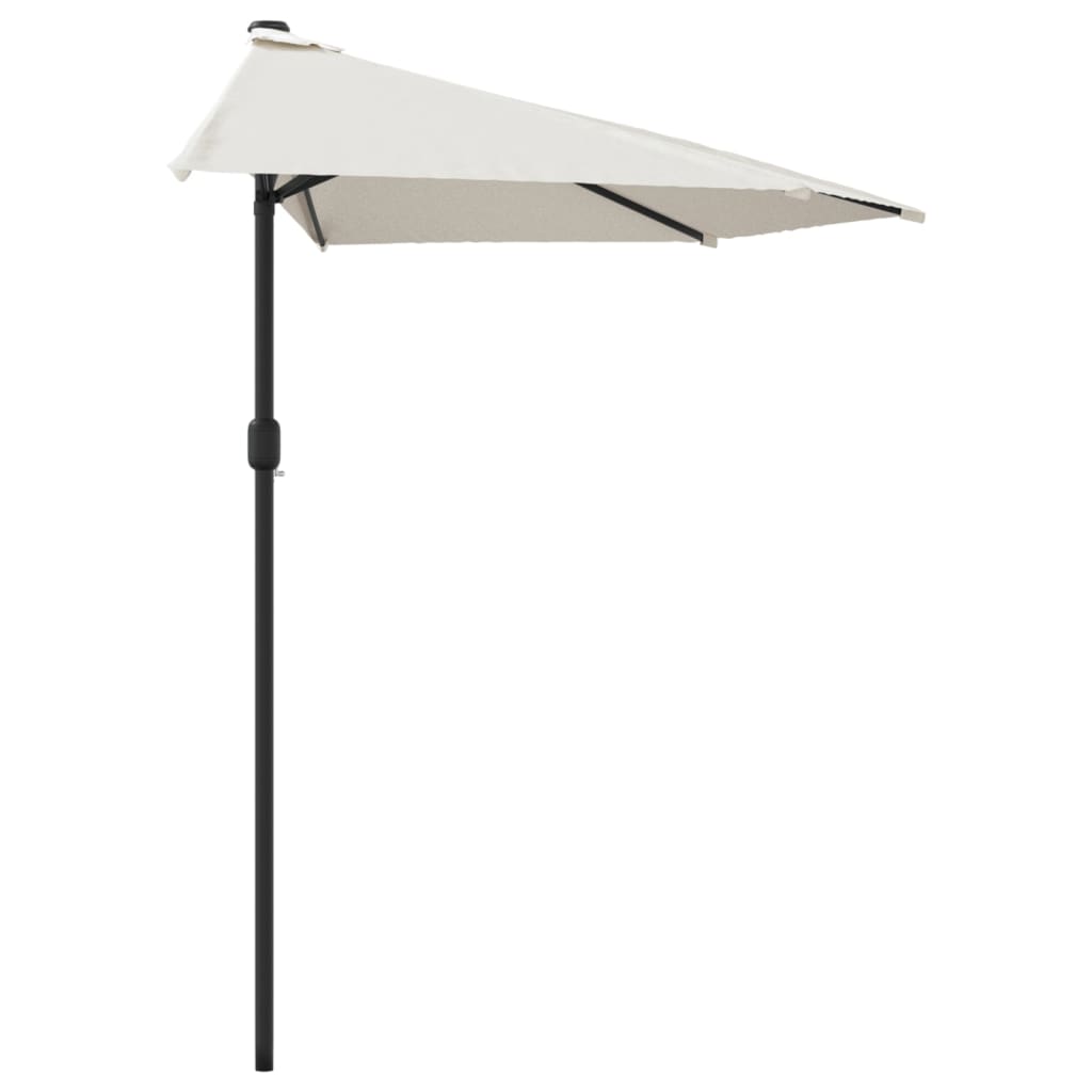 Parasol de balcon avec mât en aluminium couleur sable 270x144 cm semi-circulaire