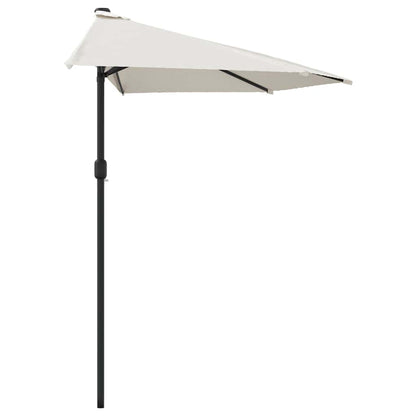 Balkon-Sonnenschirm mit Alu-Mast Sandfarben 270x144 cm Halbrund