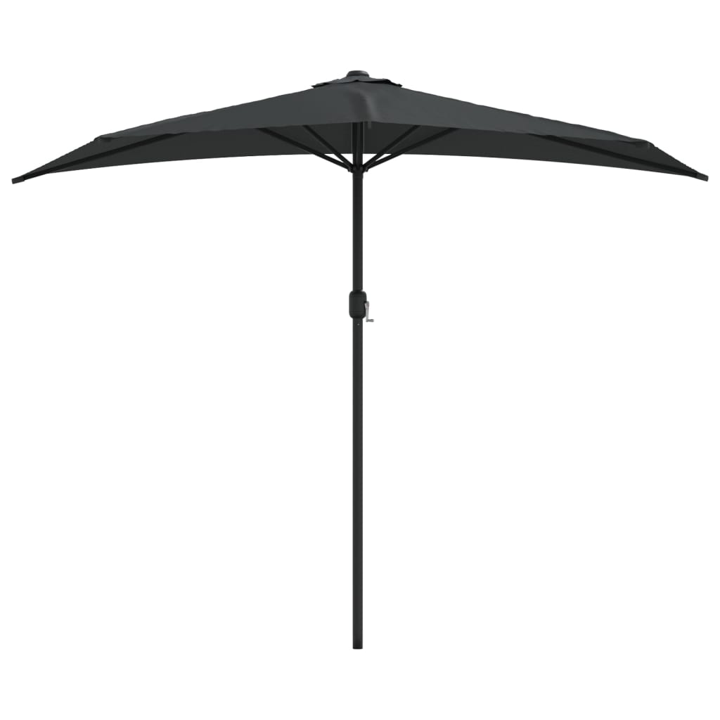 Parasol de balcon avec mât en aluminium anthracite 270x144 cm semi-circulaire