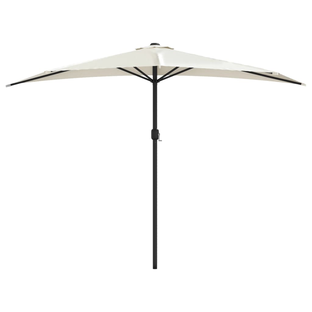 Parasol de balcon avec mât en aluminium couleur sable 300x155 cm semi-circulaire