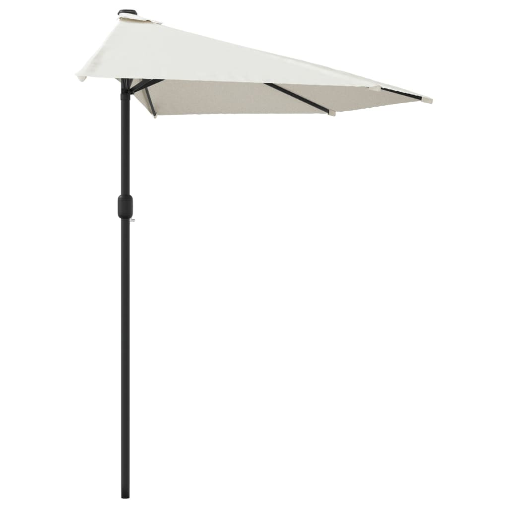 Parasol de balcon avec mât en aluminium couleur sable 300x155 cm semi-circulaire