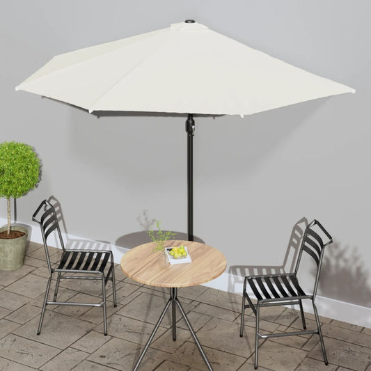 Parasol de balcon avec mât en aluminium couleur sable 300x155 cm semi-circulaire