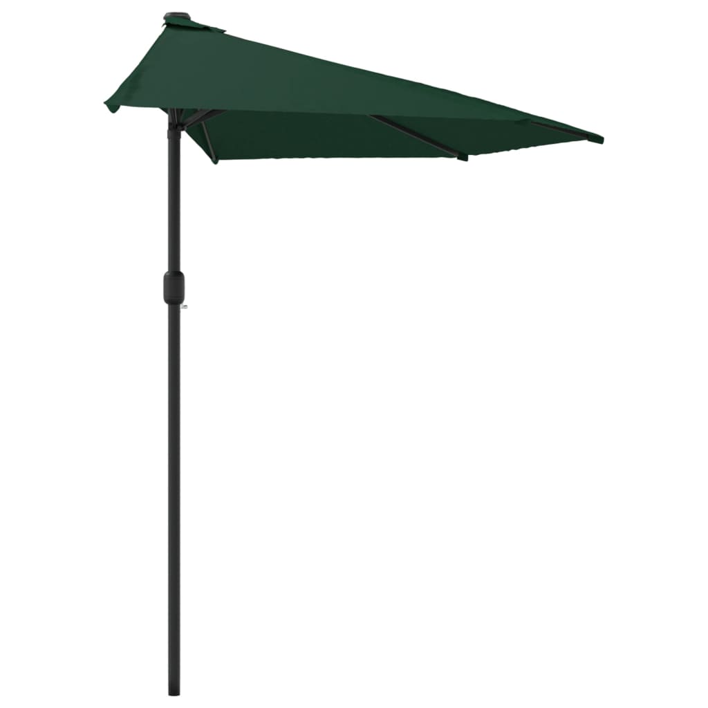 Parasol de balcon avec mât en aluminium vert 300x155 cm semi-circulaire