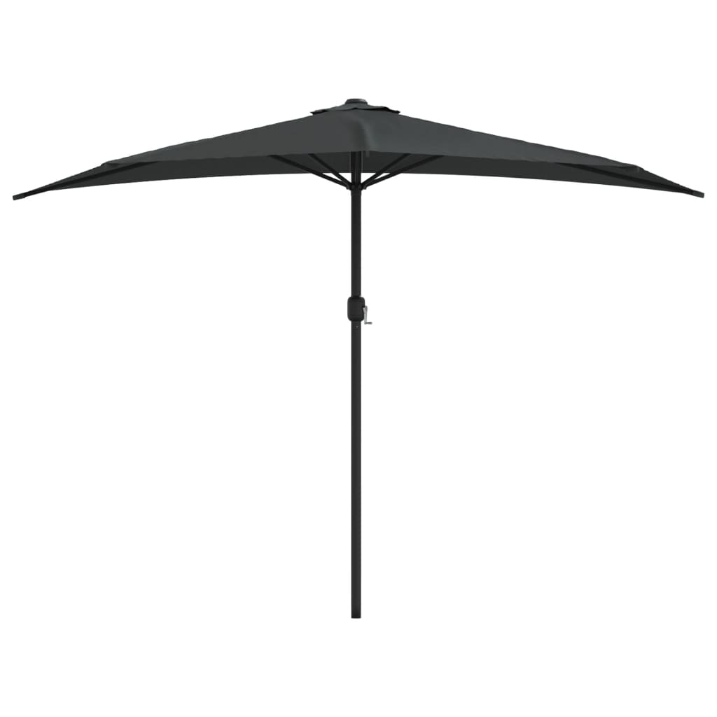 Parasol de balcon avec mât en aluminium anthracite 300x155 cm semi-circulaire