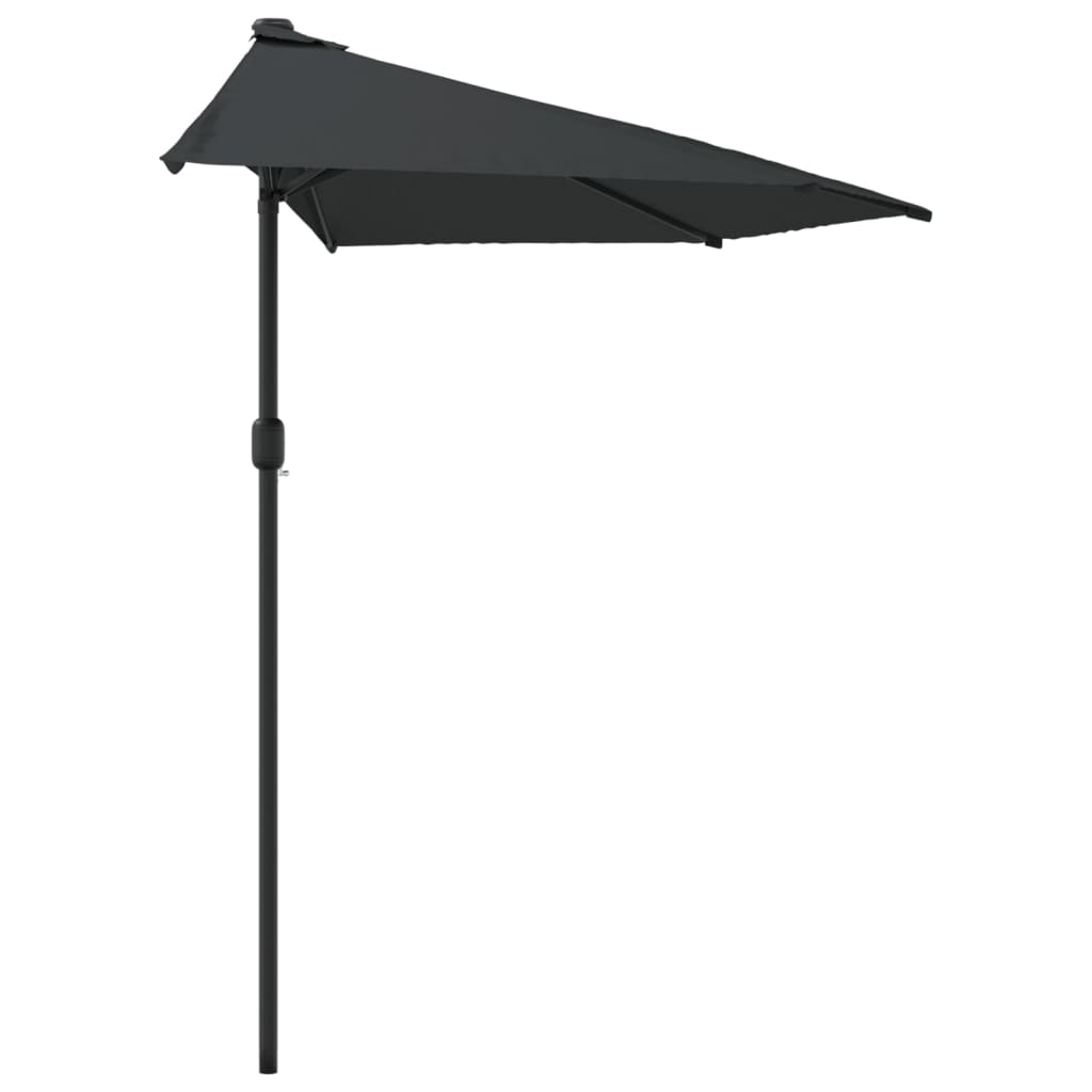 Parasol de balcon avec mât en aluminium anthracite 300x155 cm semi-circulaire