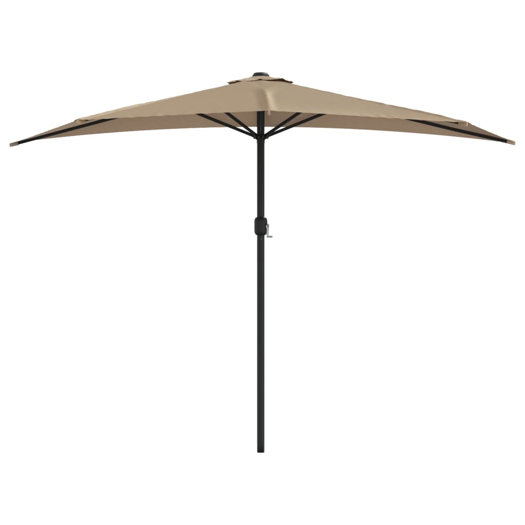 Parasol de balcon avec mât en aluminium taupe 300x155 cm semi-circulaire