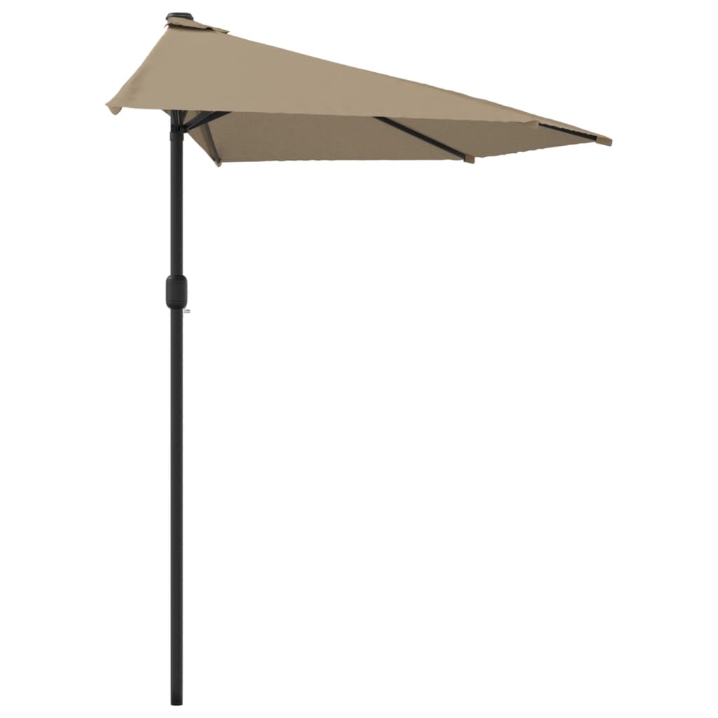 Parasol de balcon avec mât en aluminium taupe 300x155 cm semi-circulaire