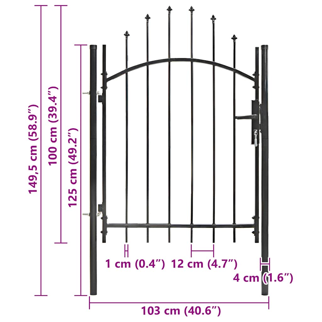 Gartentor Woerden Stahl 1x1 m Schwarz