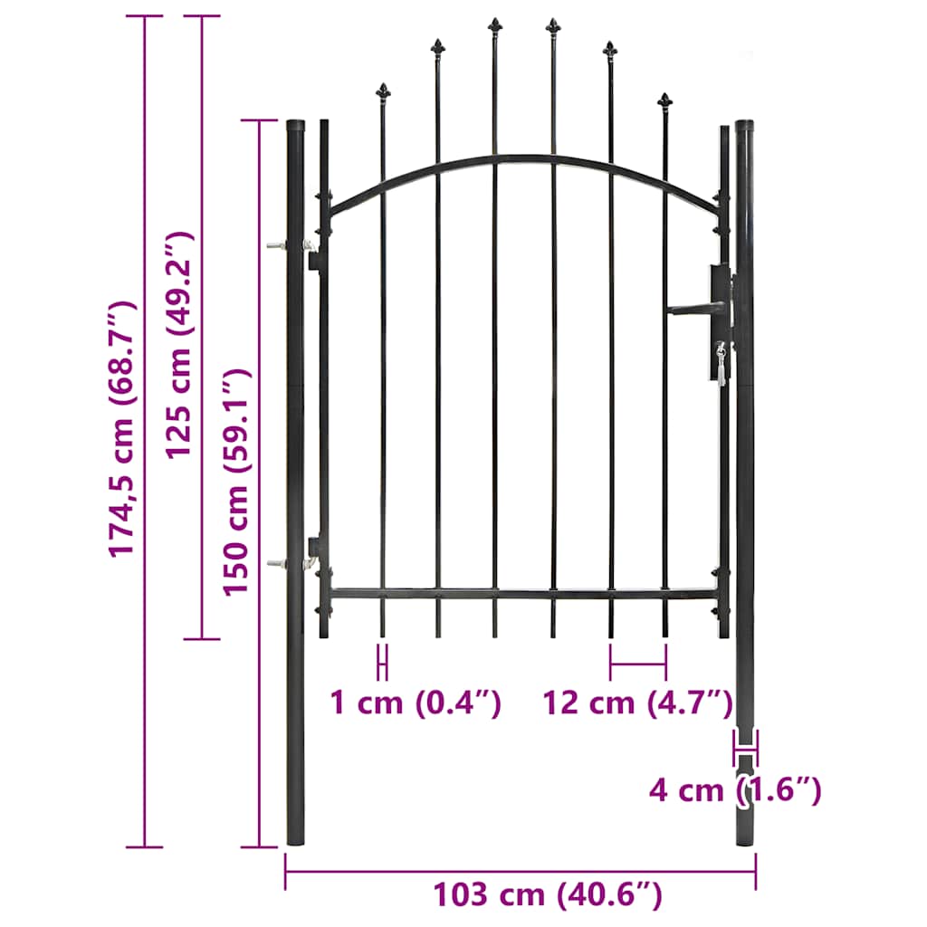 Gartentor Woerden Stahl 1x1,25 m Schwarz