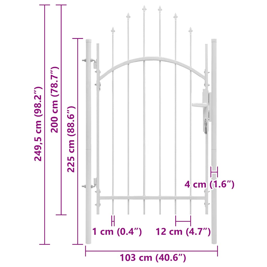 Gartentor Stahl 1x2,45 m Weiß