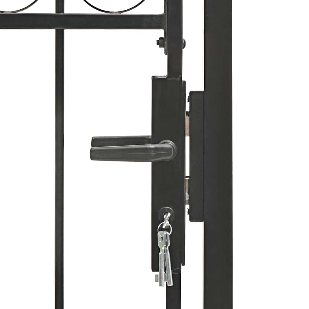 Gartentor ASSEN mit Bogenabschluss Stahl 102 x 150 cm Schwarz
