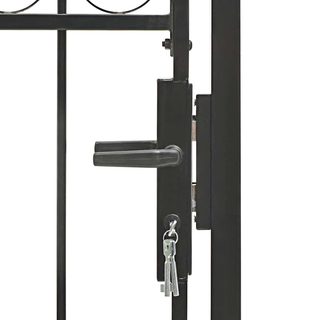 Gartentor ASSEN mit Bogenabschluss Stahl 100 x 150 cm Schwarz