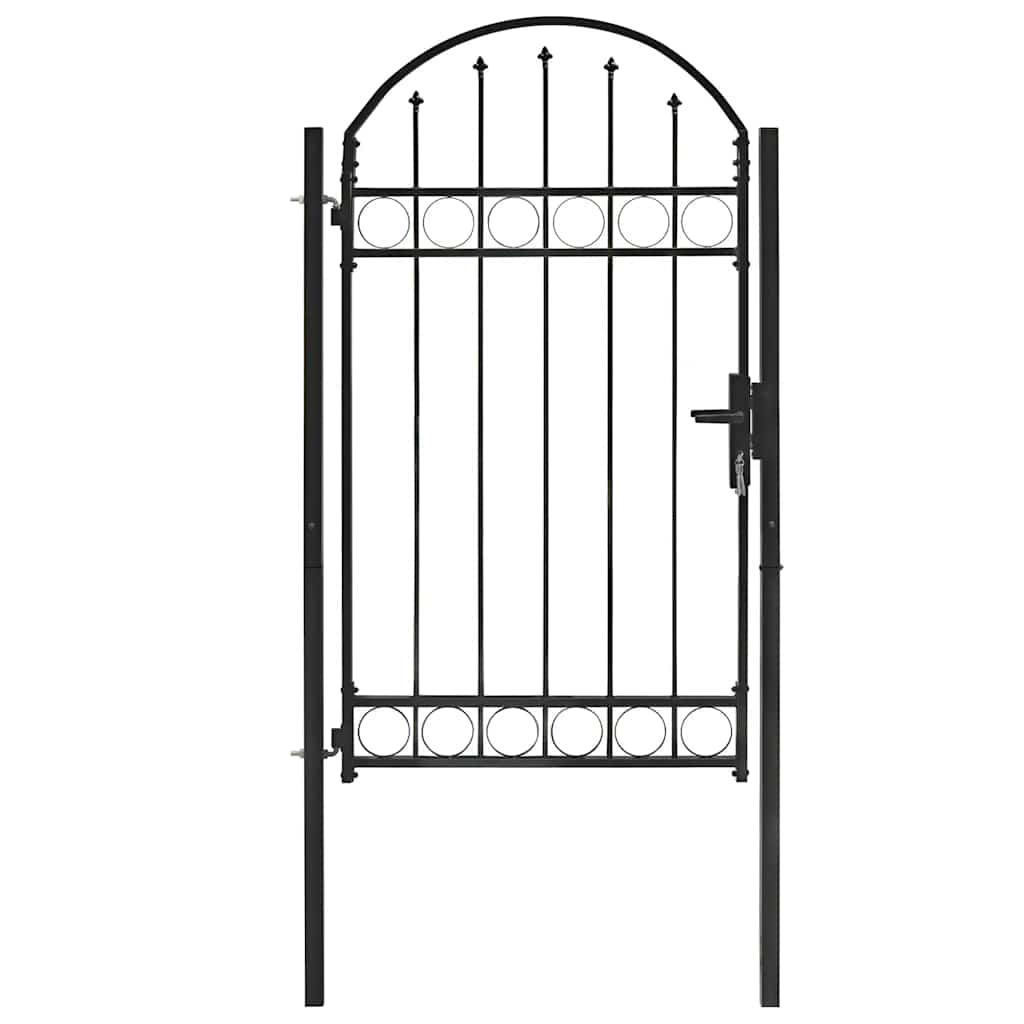 Gartentor ASSEN mit Bogenabschluss Stahl 102 x 175 cm Schwarz