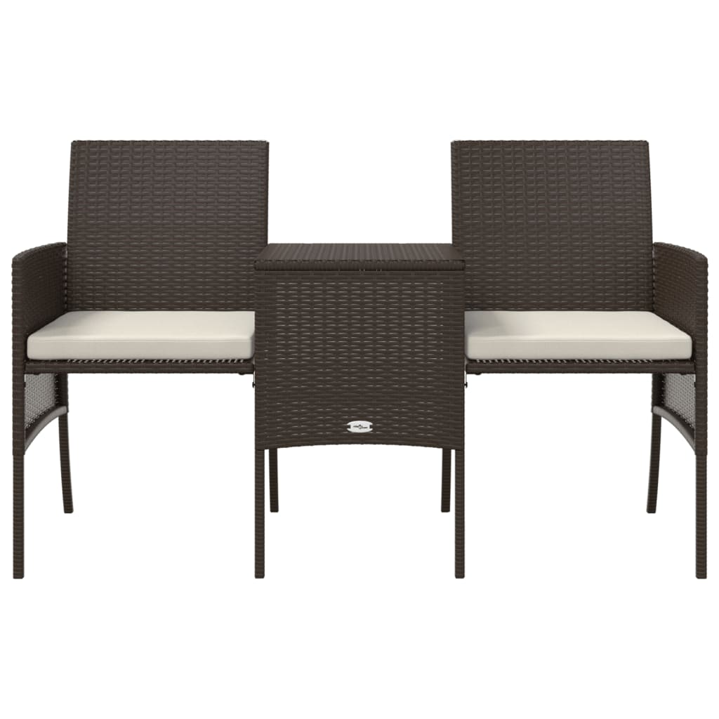 2-Sitzer-Gartensofa mit Tisch & Hocker Poly Rattan Braun