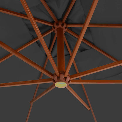 Ampelschirm mit Holz-Mast 400x300 cm Anthrazit
