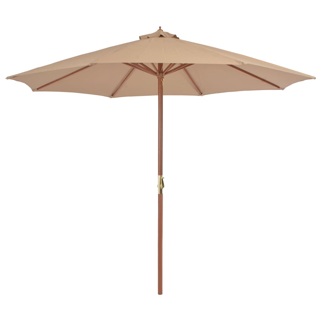 Parasol avec mât en bois 300 cm taupe