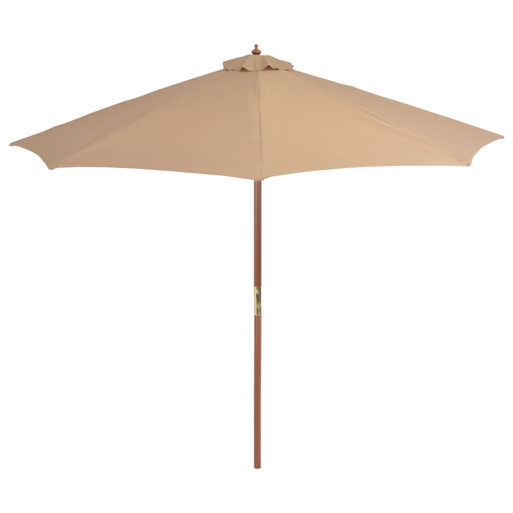 Parasol avec mât en bois 300 cm taupe